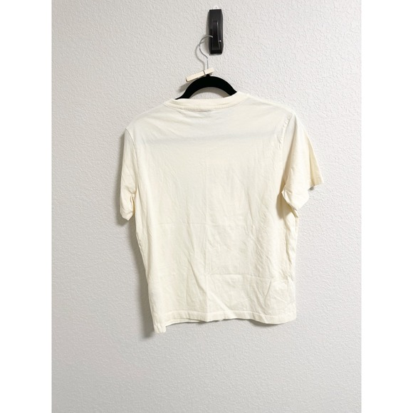 Sandro Adelin Peace T-Shirt Short Sleeve Crew Neck Organic Cotton Ecru Size XL - Picture 3 of 6